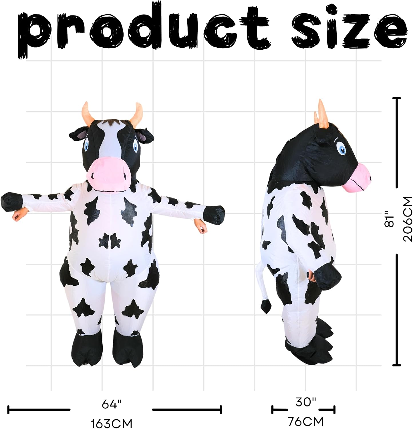 Inflatable Costume Adult, Blow Up Cow Costume for Halloween Inflatables Cosplay Party