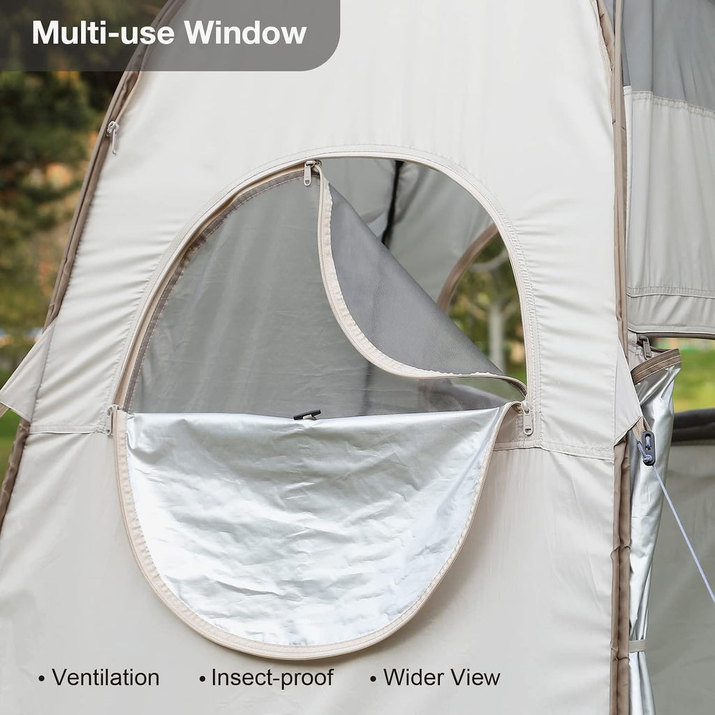 Pop Up Shower Tent with Mesh Window, Portable Toilet Privacy Tent, 6.9 FT, Removable Rain Cover/UPF 50+