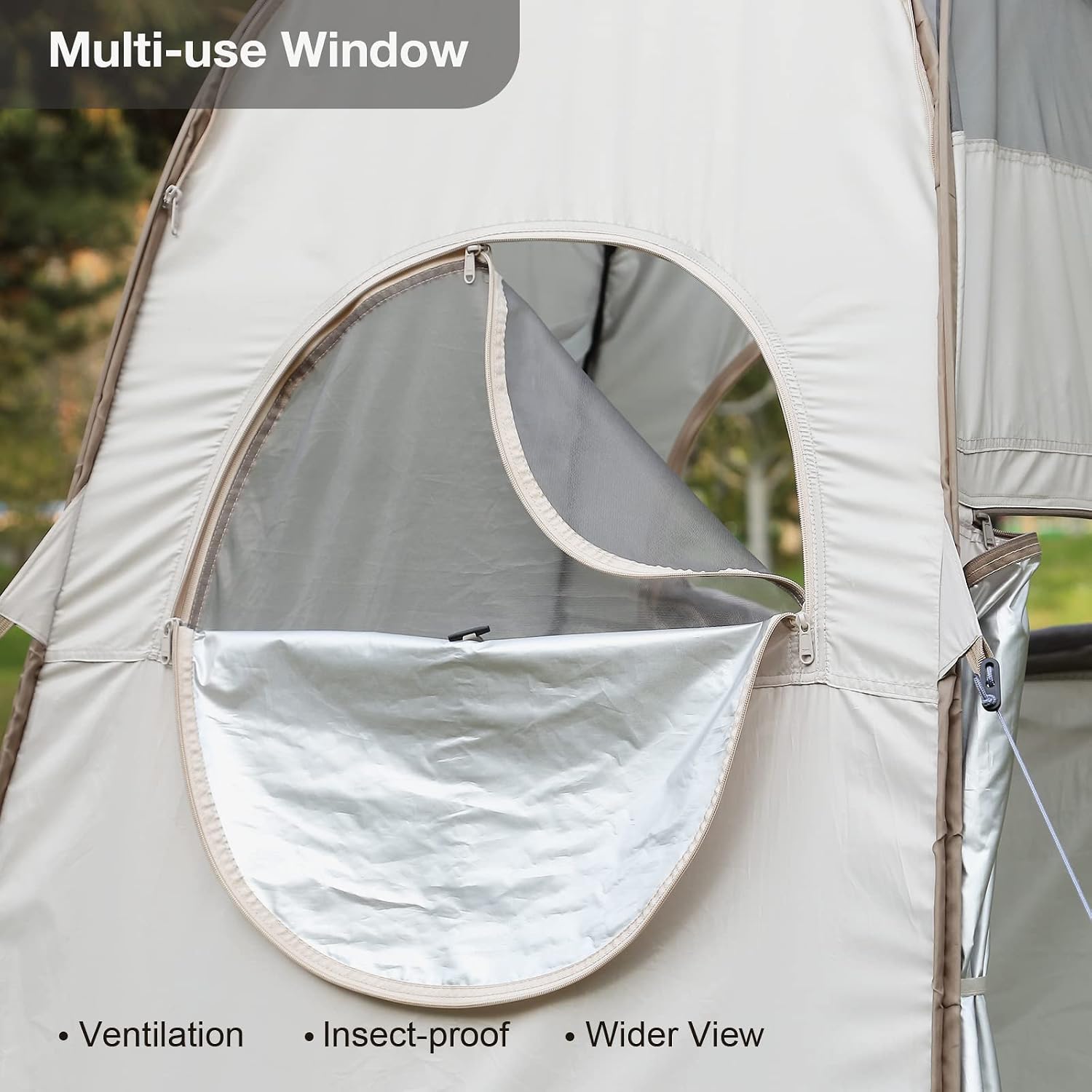 Pop Up Shower Tent with Mesh Window, Portable Toilet Privacy Tent, 6.9 FT, Removable Rain Cover/UPF 50+