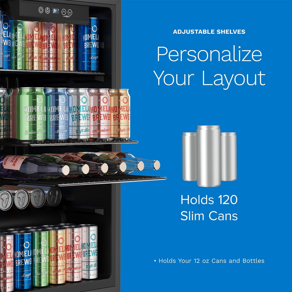 Beverage Refrigerator and Cooler, 120 Cans Capacity, 3.2 Cu Ft