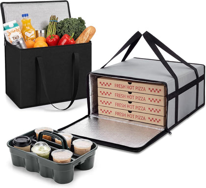 3 Pcs Insulated Food Delivery Bag Set, 20 x 20 x 8 in