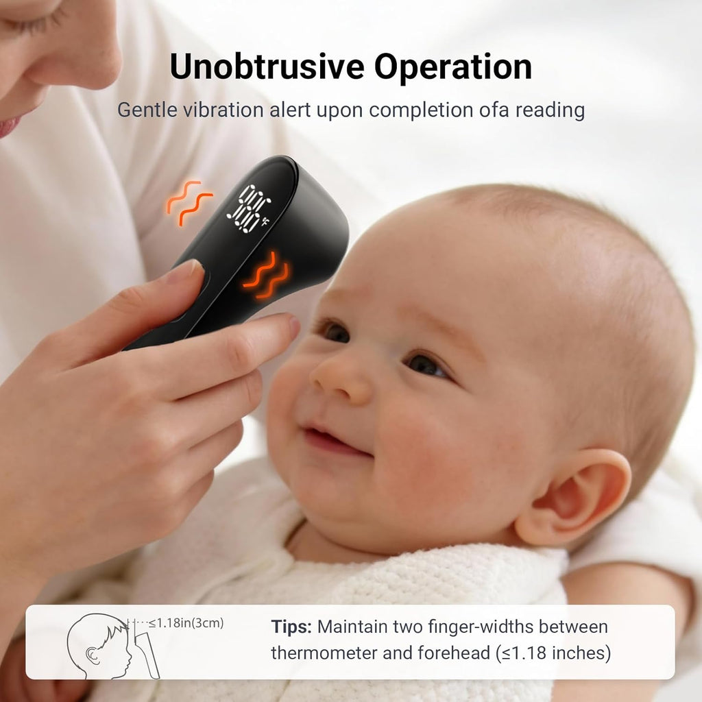 No-Touch Digital Forehead Thermometer for Adults, Babies, Kids, 3 Ultra-Sensitive Sensors, Quiet Vibration Feedback