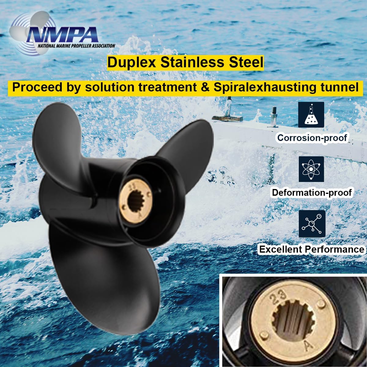 VIF Boat Propeller for Mercury 30-70hp 13 Spline 13p 9p 10p 11p 14p 15p