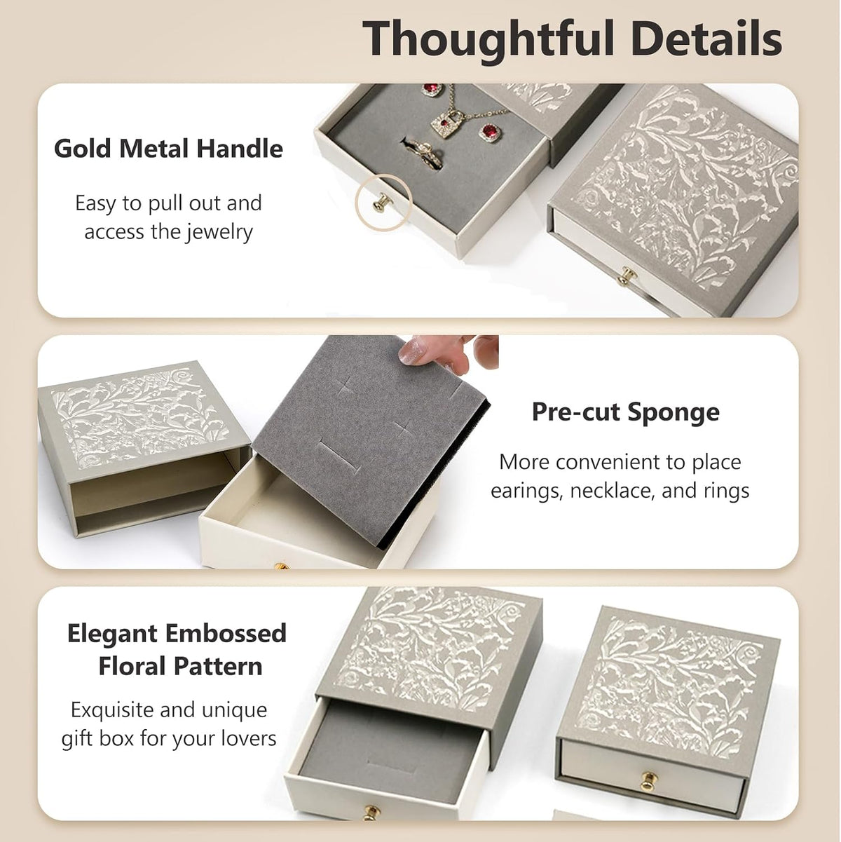 8 Pack Cardboard Jewelry Gift Boxes, 3.8x3.8x1.4 Inch, Gray