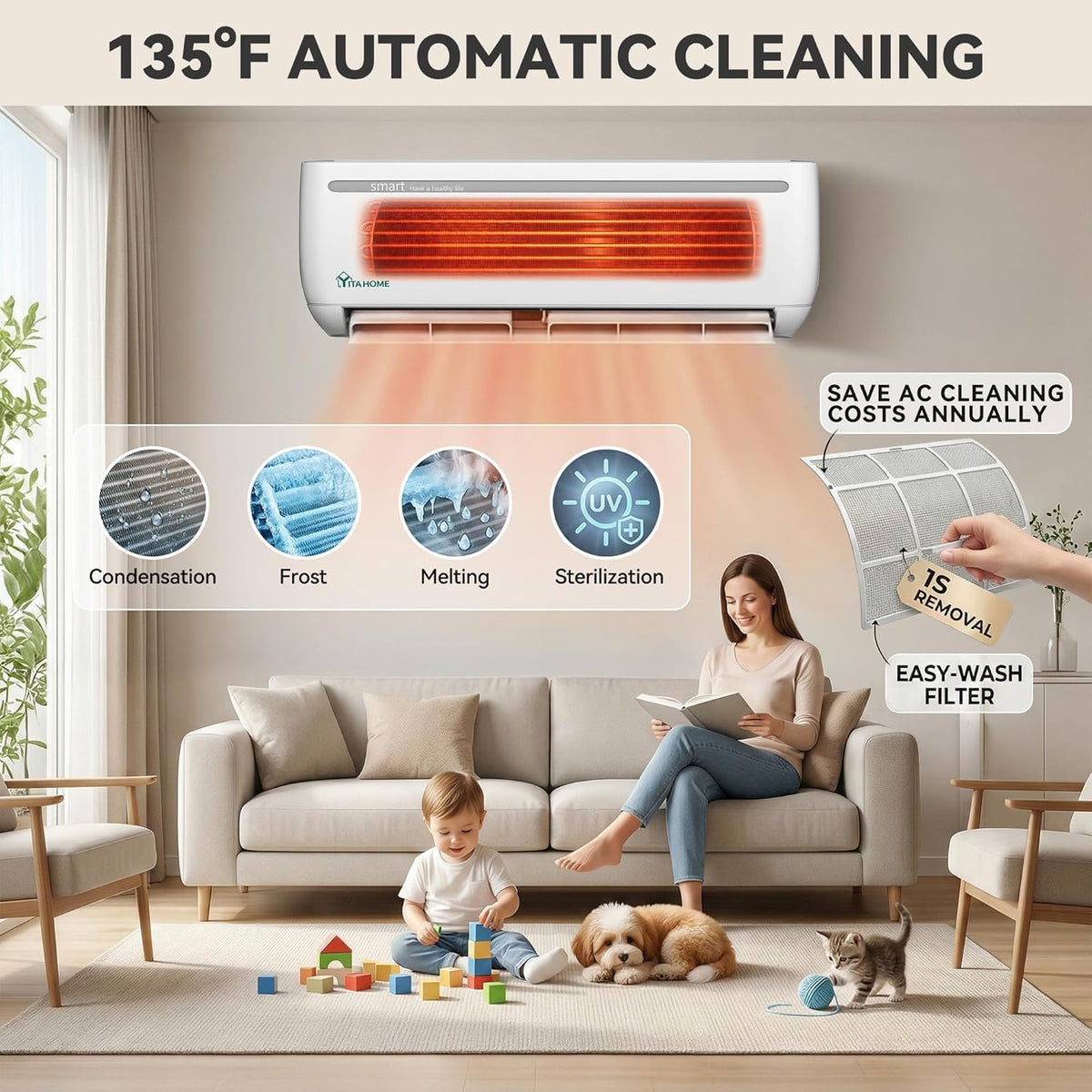 24000 BTU Mini Split AC/Heating System,Compatible with Alexa