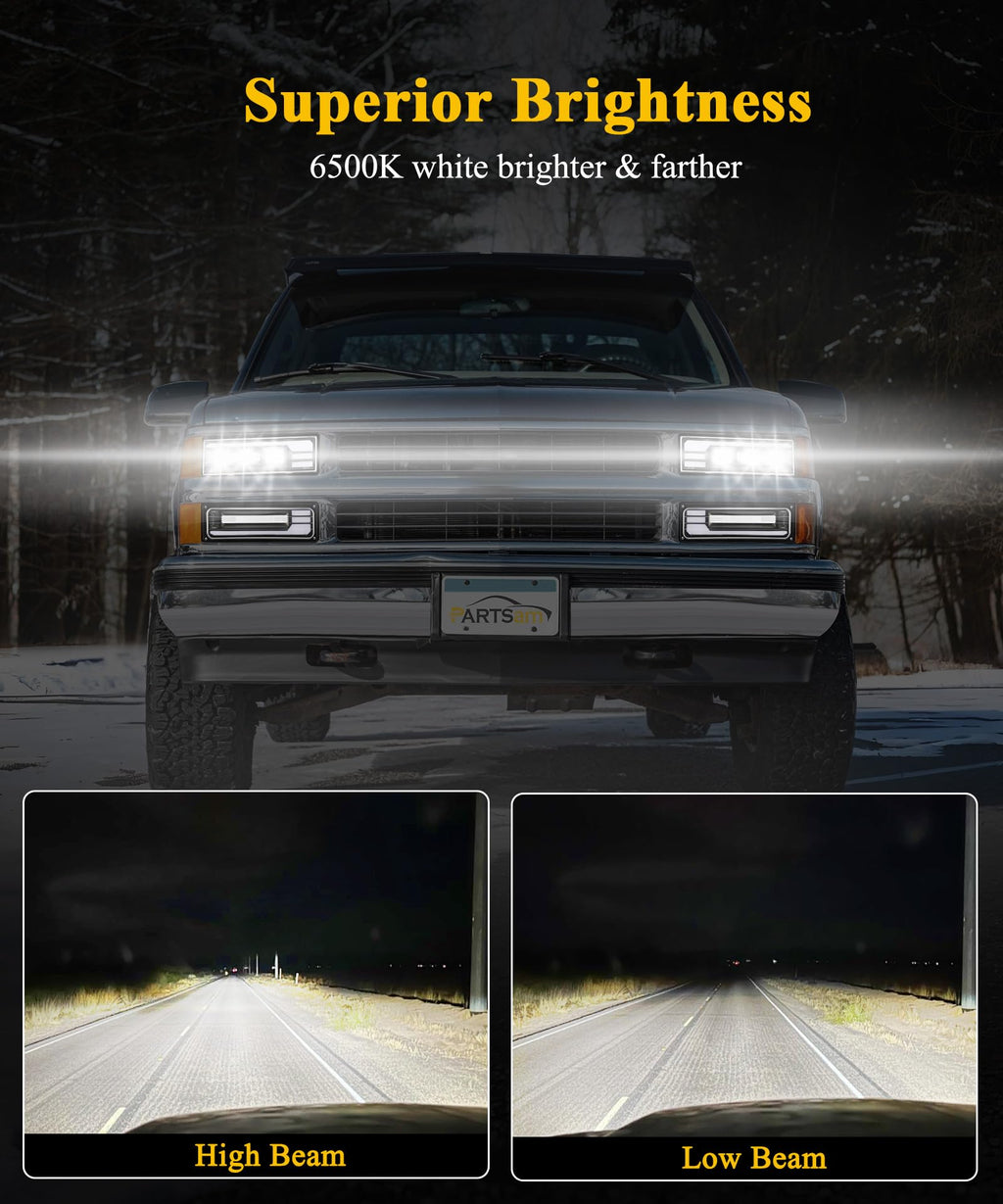 LED Headlights Assembly DOT Approved with Start Animation DRL Sequential Turn Signal Hi/Low Beam Lights Replacement