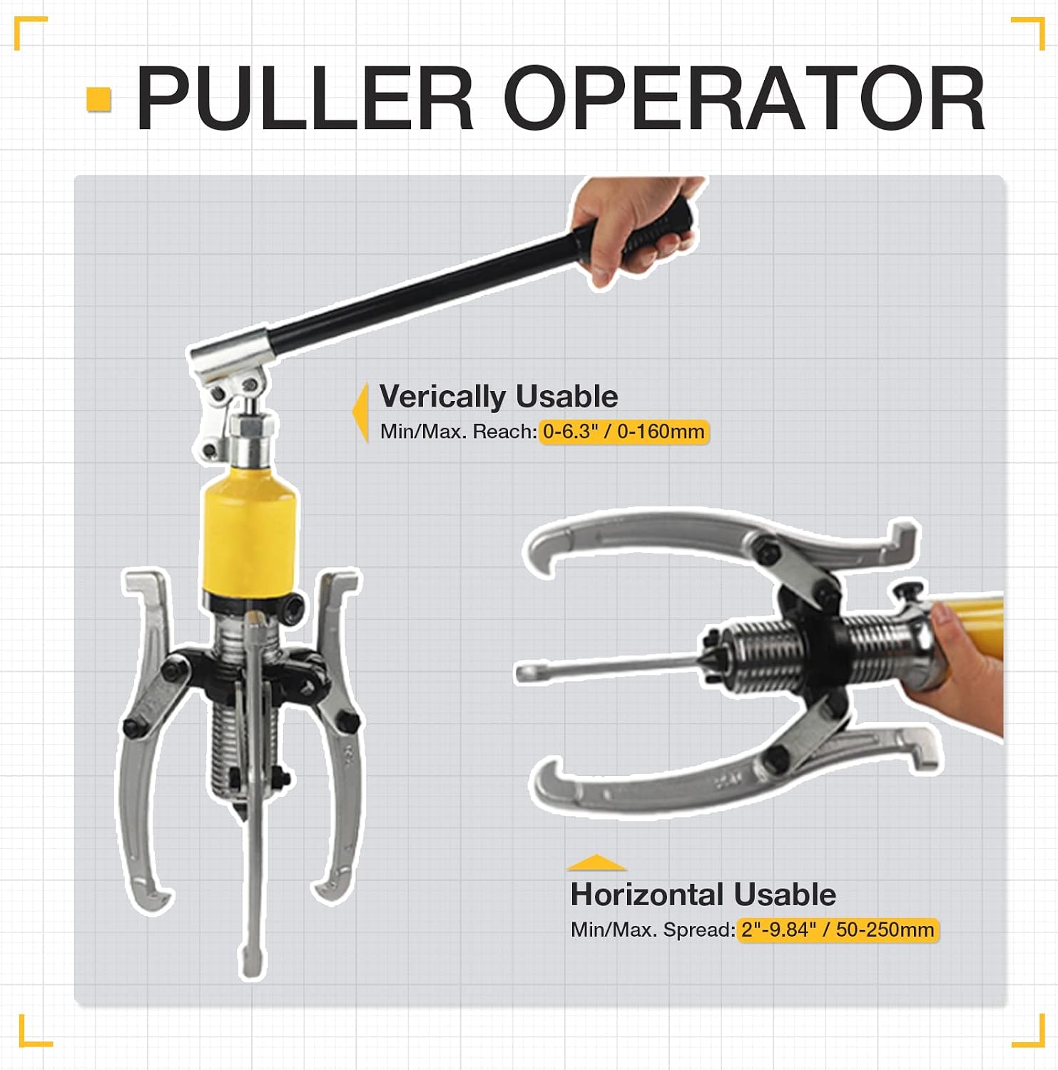 10 Ton Hydraulic Gear Puller Kit – 2 or 3 Jaws Bearing Hub Separator with Case for Hubs, Bearings, Gears