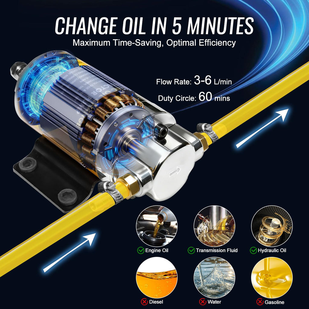 MILADO Oil Change Extractor Pump Electric Engine Oil Fluid Transfer Pump