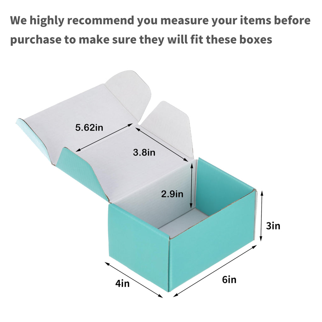 50 Pack 6x4x3 inches Shipping Boxes Teal, Corrugated Small Cardboard Boxes for Mailing Packing