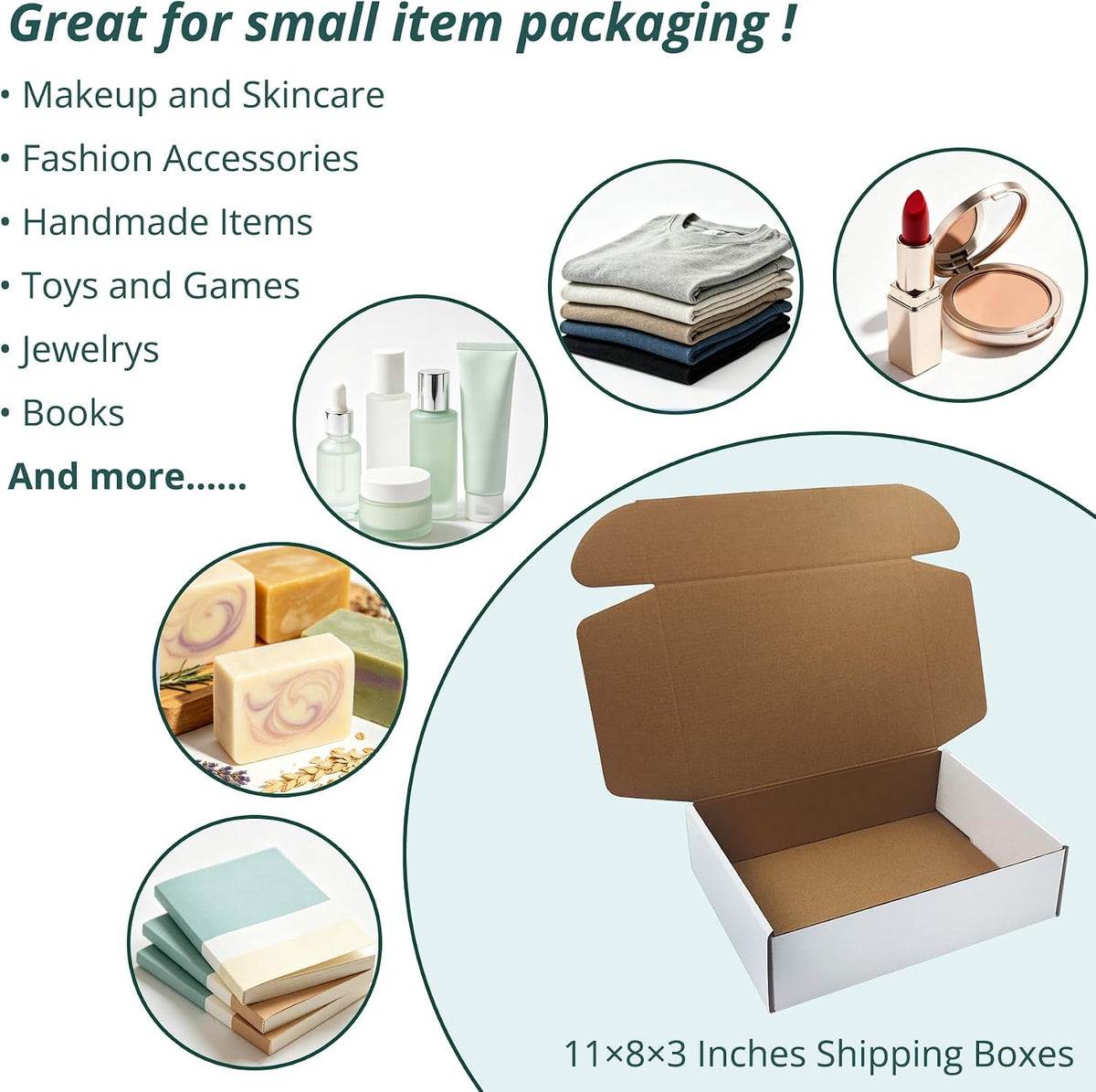 11 x8 x3 inches Shipping Boxes, 28 Pack White Cardboard Corrugated Mailers