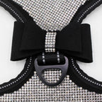 Reflective Dog Harness with Rhinestone, Cute Bling Ties Dog Harness Dog Leash, Reflective Chest Strap with Shiny Bow