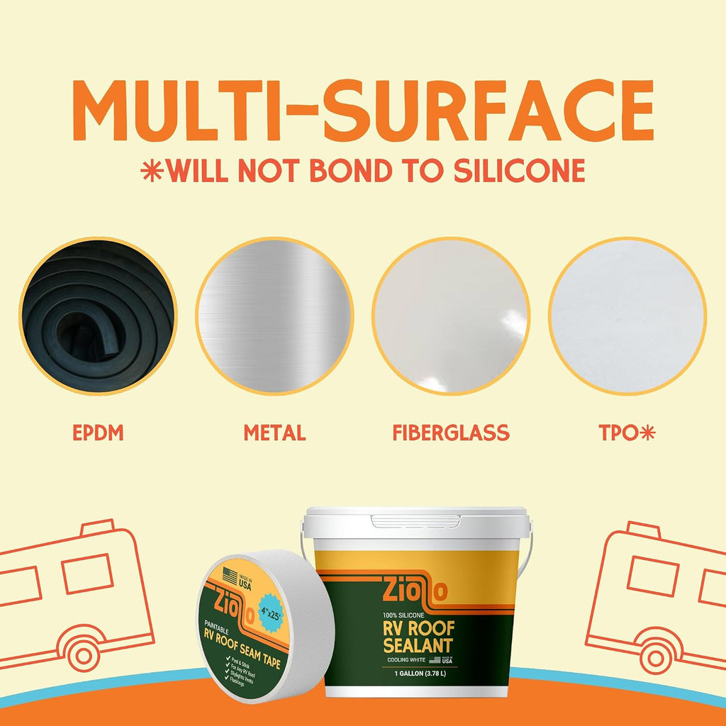 Paintable RV Roof Seam Tape with Roller - 4" x25' Leak Repair Tape for EPDM, TPO & Fiberglass - Compatible with All