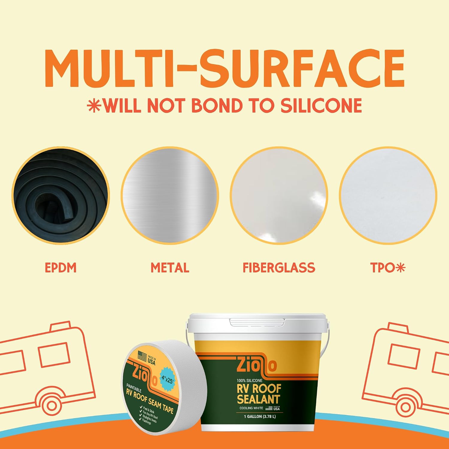 Paintable RV Roof Seam Tape with Roller - 4" x25' Leak Repair Tape for EPDM, TPO & Fiberglass - Compatible with All