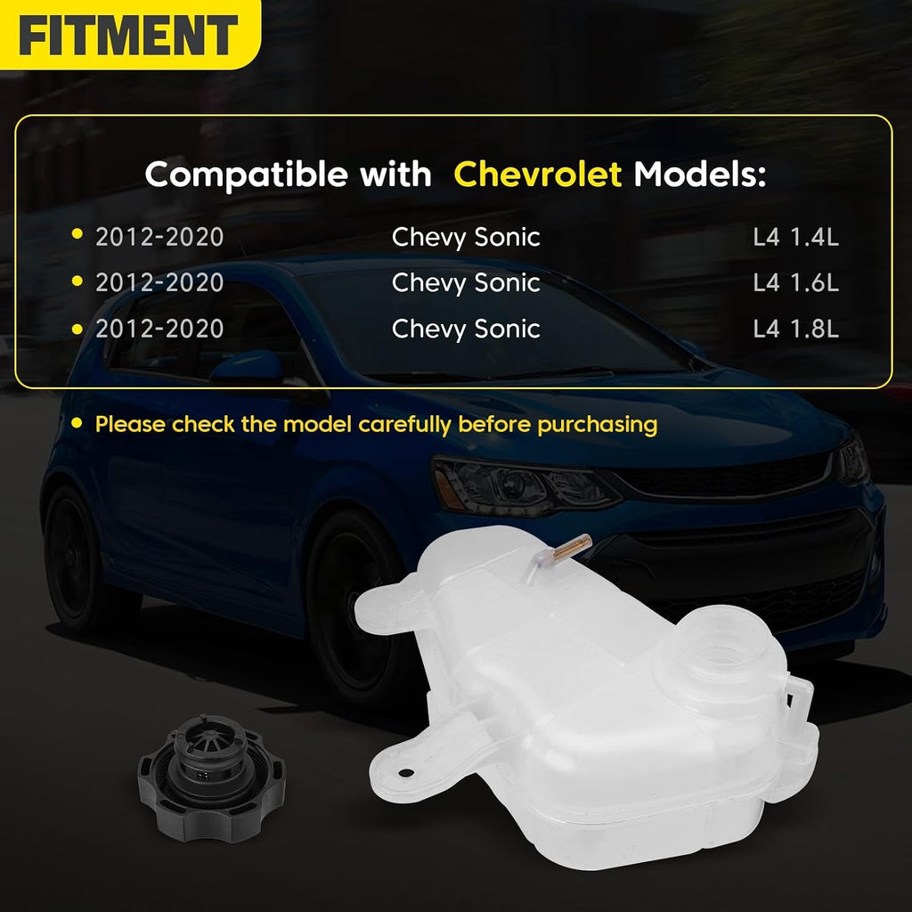 603-386 Front Engine Coolant Reservoir Recovery Tank with Cap Compatible with Chevrolet Chevy Sonic 1.4L 1.6L 1.8L 2012-2020 Replace for GM3014167 95048411 13502353 42609220