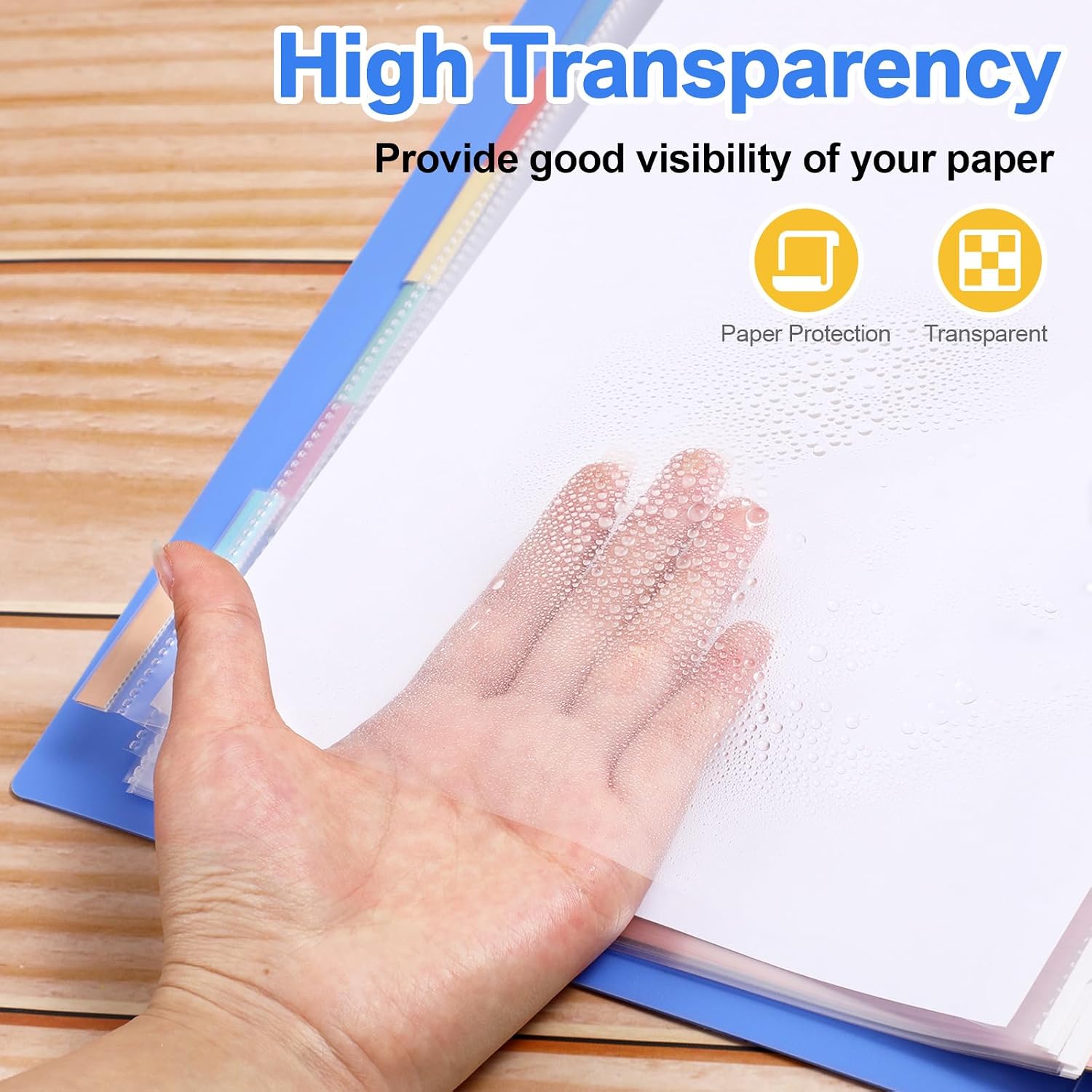 6 Set of 48 Pack Clear Sheet Protectors with 8 Tab Dividers for 3 Ring Binder, Letter Size 8.5 x 11 Plastic Page