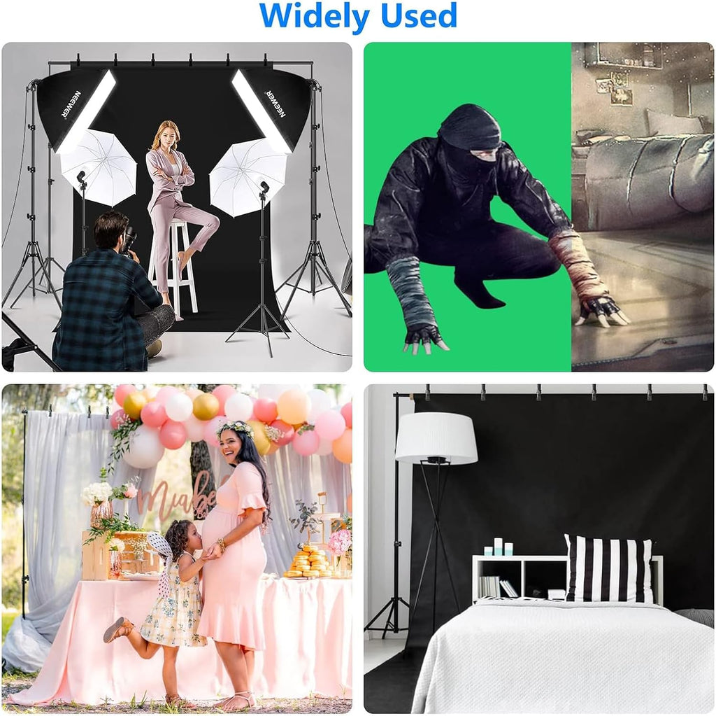 Photography Lighting kit with Backdrops, 8.5x10ft Backdrop Stands, UL Certified 5700K 800W Equivalent 24W LED
