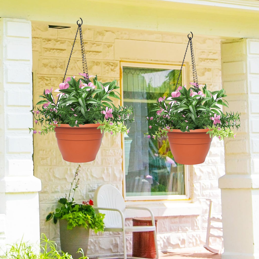 5 Pack 10 Inch Plant Pots Lightweight Planters with Drainage Holes,Durable Indoor & Outdoor Flower Pots for