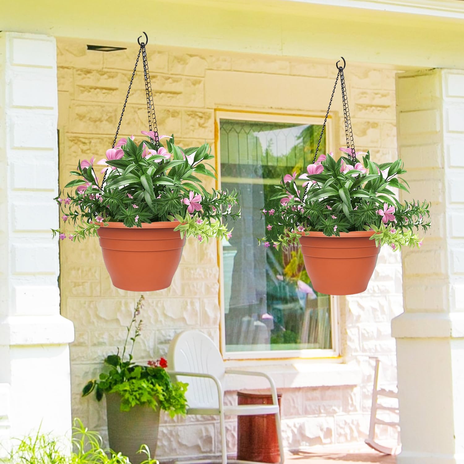 5 Pack 10 Inch Plant Pots Lightweight Planters with Drainage Holes,Durable Indoor & Outdoor Flower Pots for