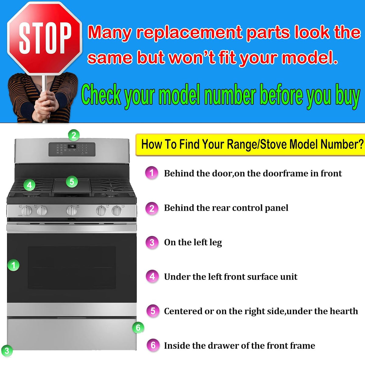 Solid Metal WB03X24904 for GE Electric Range Knobs Replacements