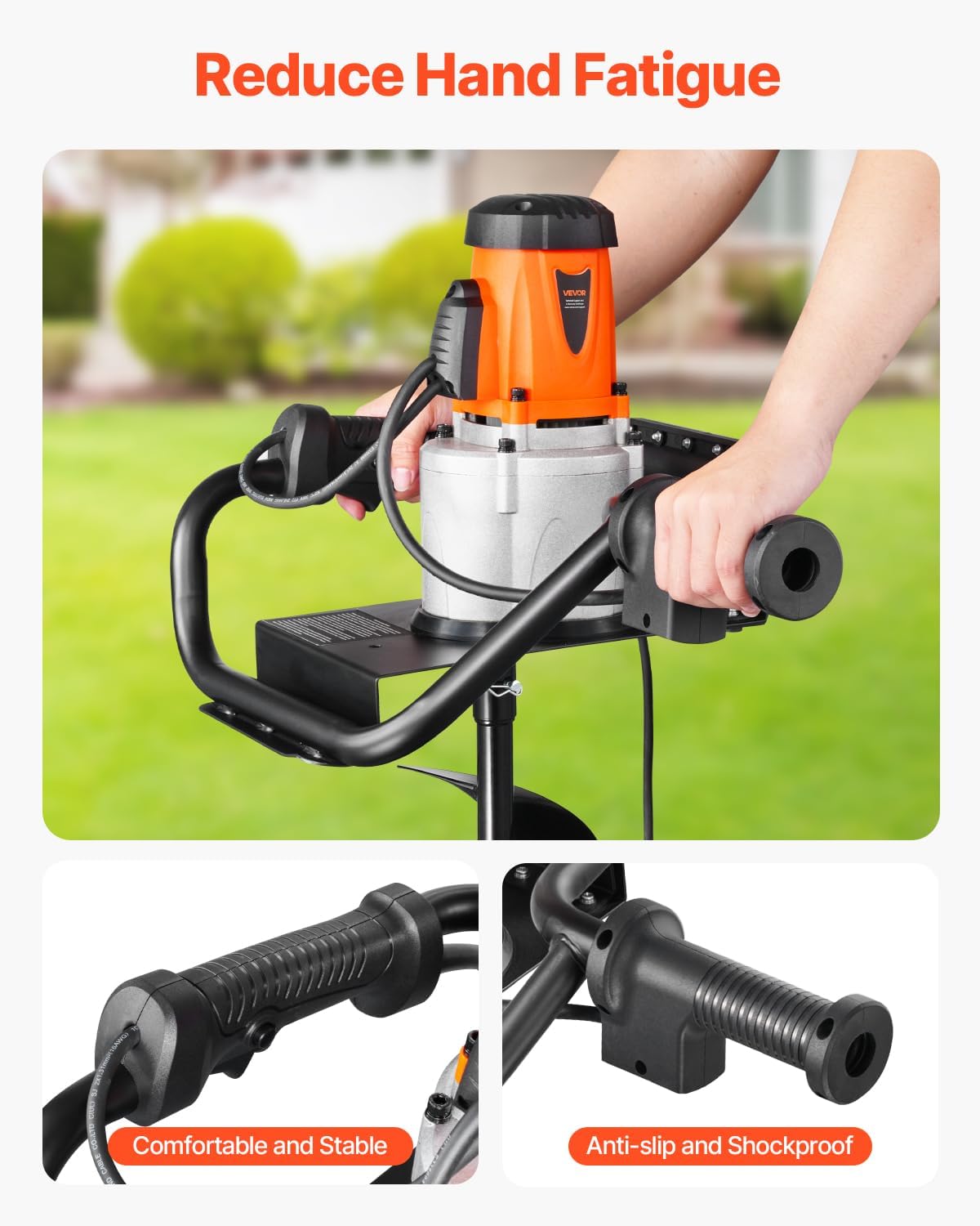 Electric Post Hole Digger 1500W 140 RPM with 5.71 in Steel Auger Bit | for Post Hole Digging, Drilling and Tree