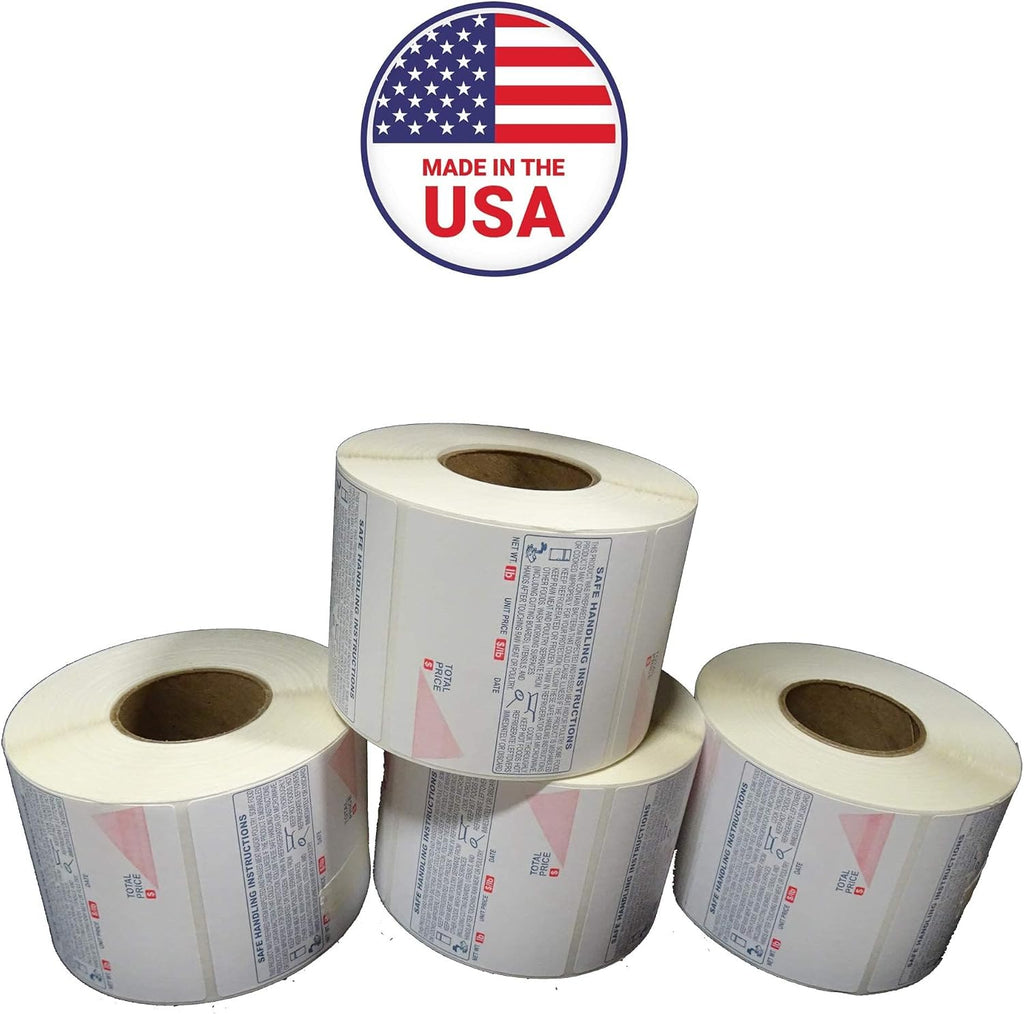 Globe Ishida Scale Label GL-4164 UPC Labels with Safe Handling | 64mm x 59mm | Barcode Printing Sticker Rolls