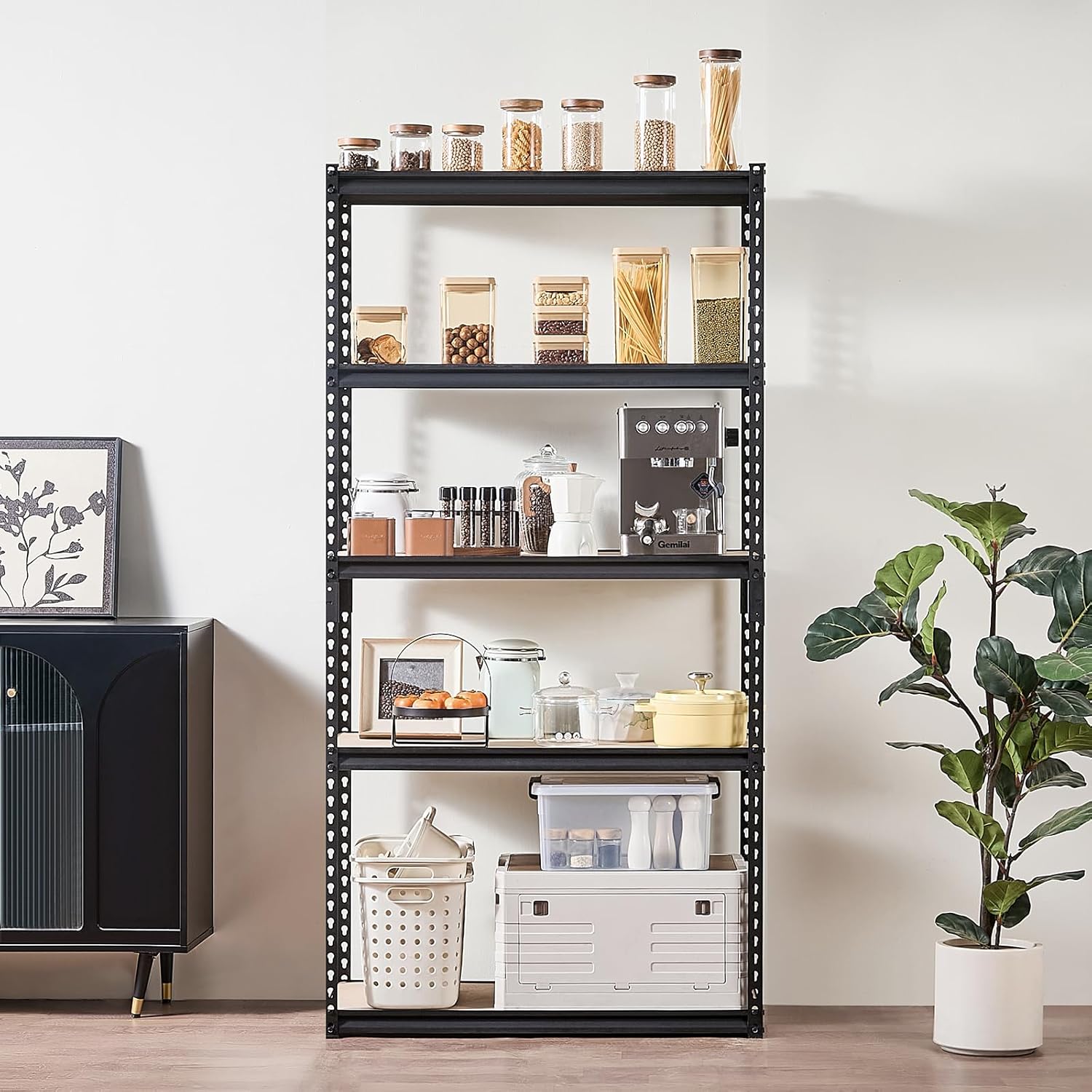 Storage Shelves, 2000 lbs, 5 Tier Garage Storage Shelving, 16" D x 36" W x 71.4" H Adjustable Metal Shelves for
