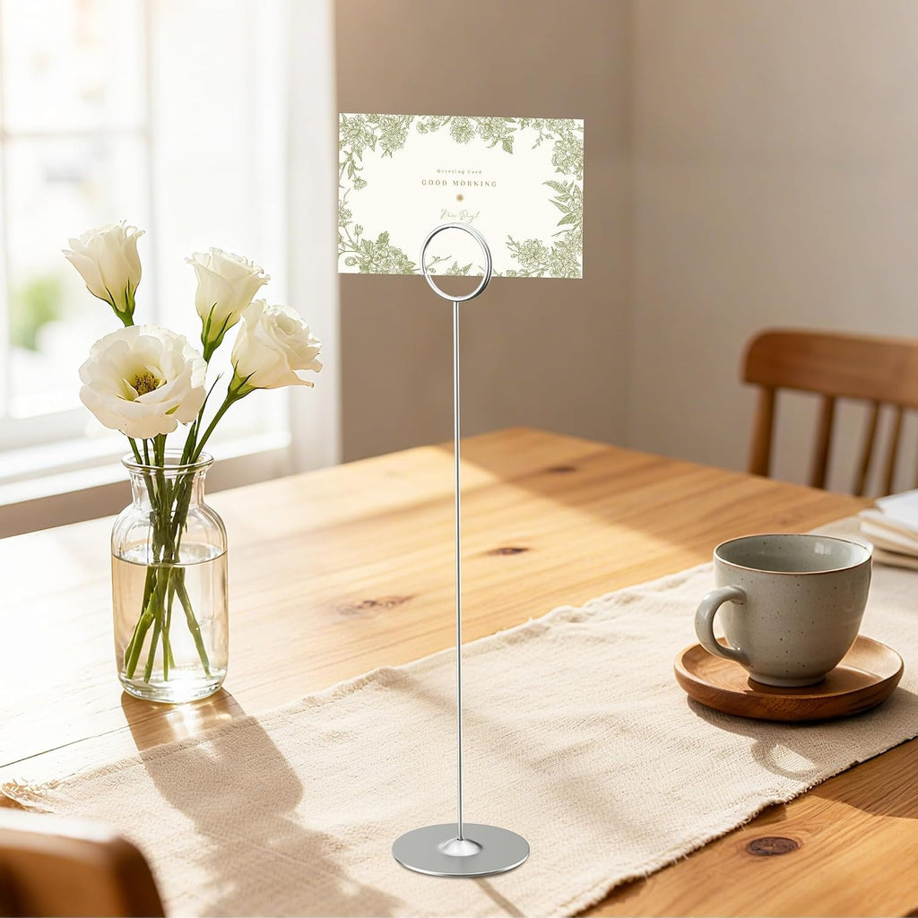 16PK Place Card Holders 12 Inch Table Number Holders Table Card Holders Steel Card Holders for