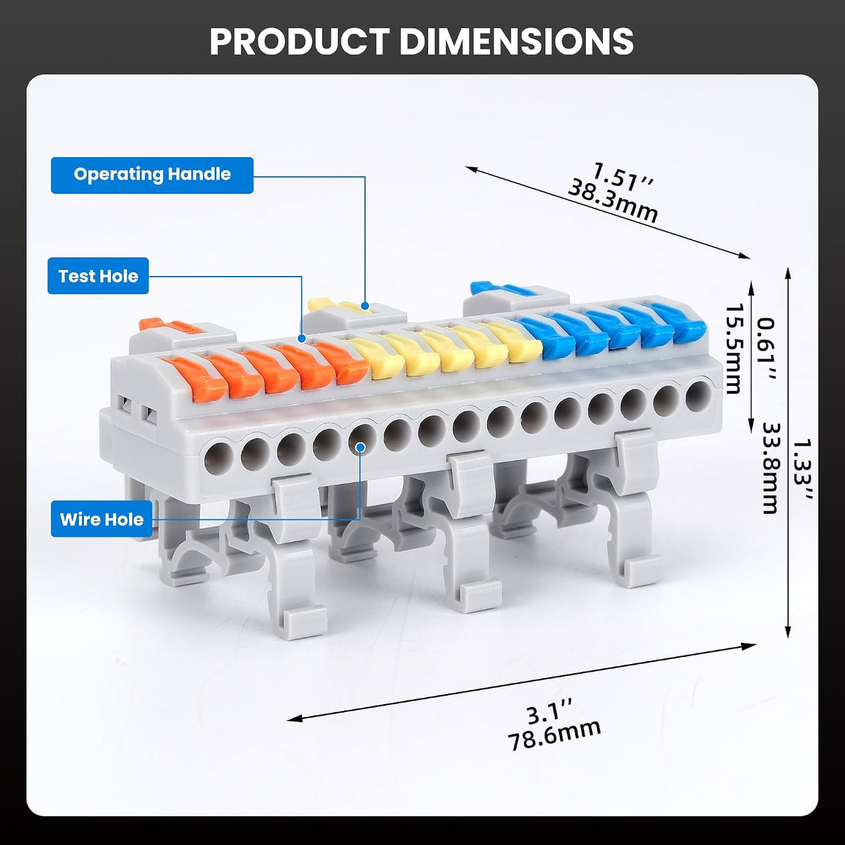 4PCS DIN Rail Terminal Blocks 28-12AWG 600V 32A