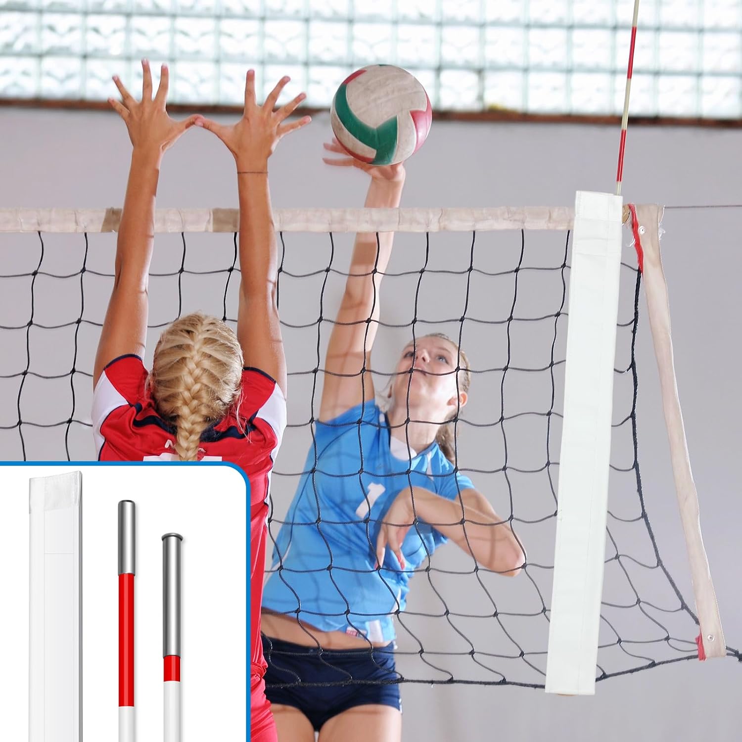 Volleyball Antenna Pole Set Volleyball Training Equipment Beach Sports Indoor Outdoor Accessories Fiberglass