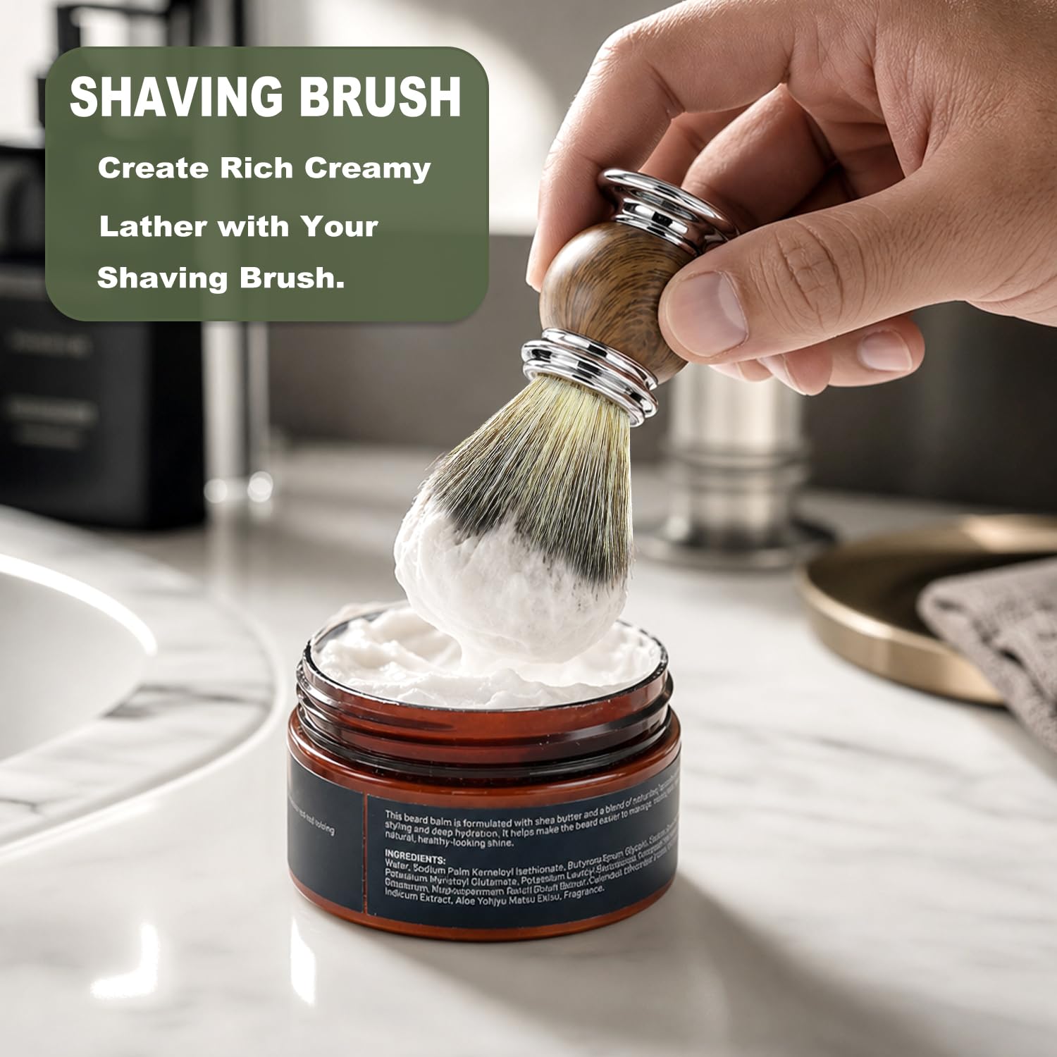 Men's Luxury Shaving Brush - GRUTTI Shave Brush for Wet Shave Using Shaving Cream & Soap，Professional, Fast