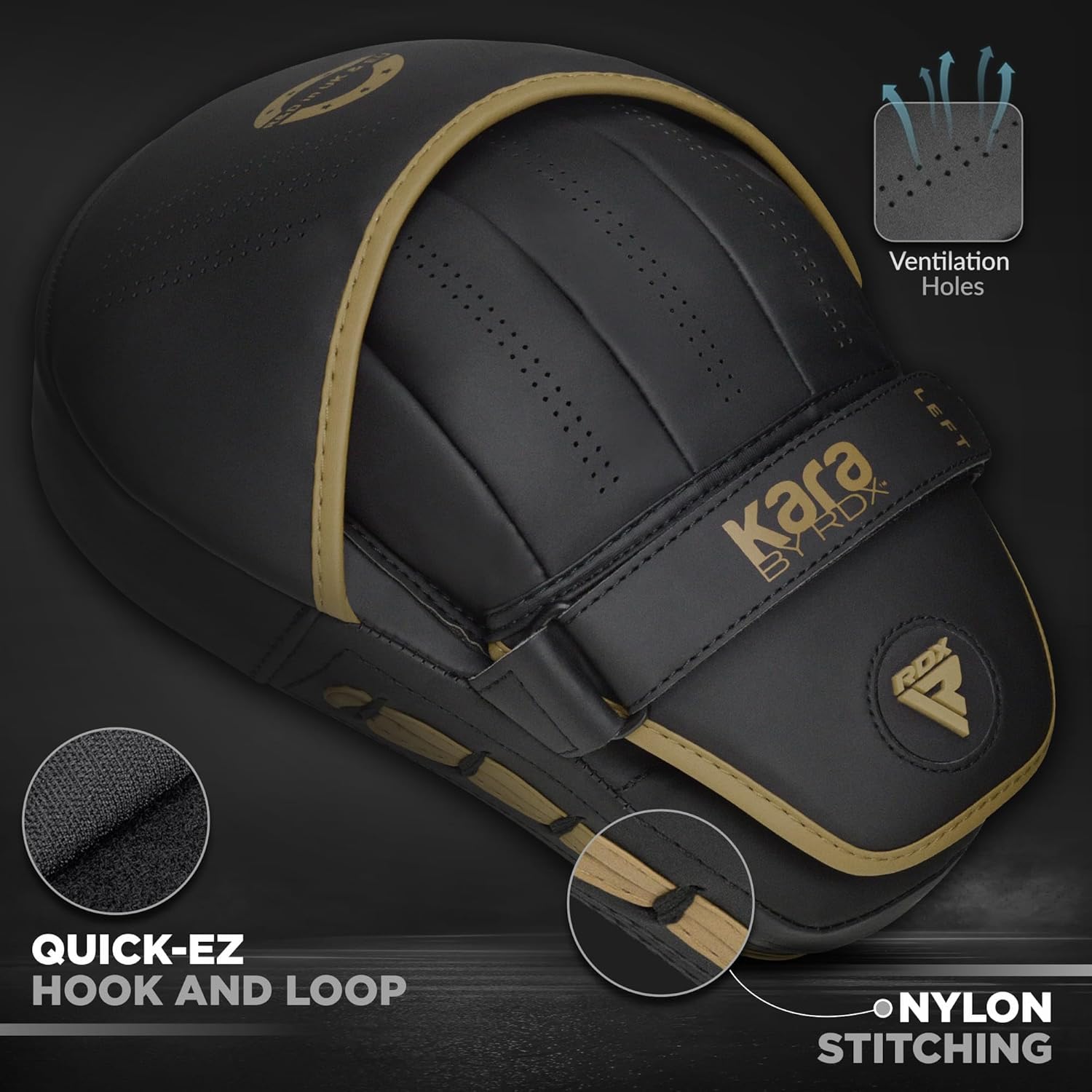 Boxing Pads Curved Focus Mitts, Maya Hide Leather Kara Hook and jab Training Pads, Adjustable Strap Ventilated, MMA