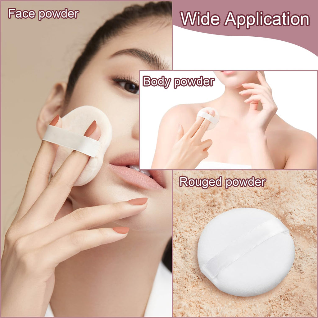 2 Pcs Large Body Powder Container with Sifter and Powder Puff Pink