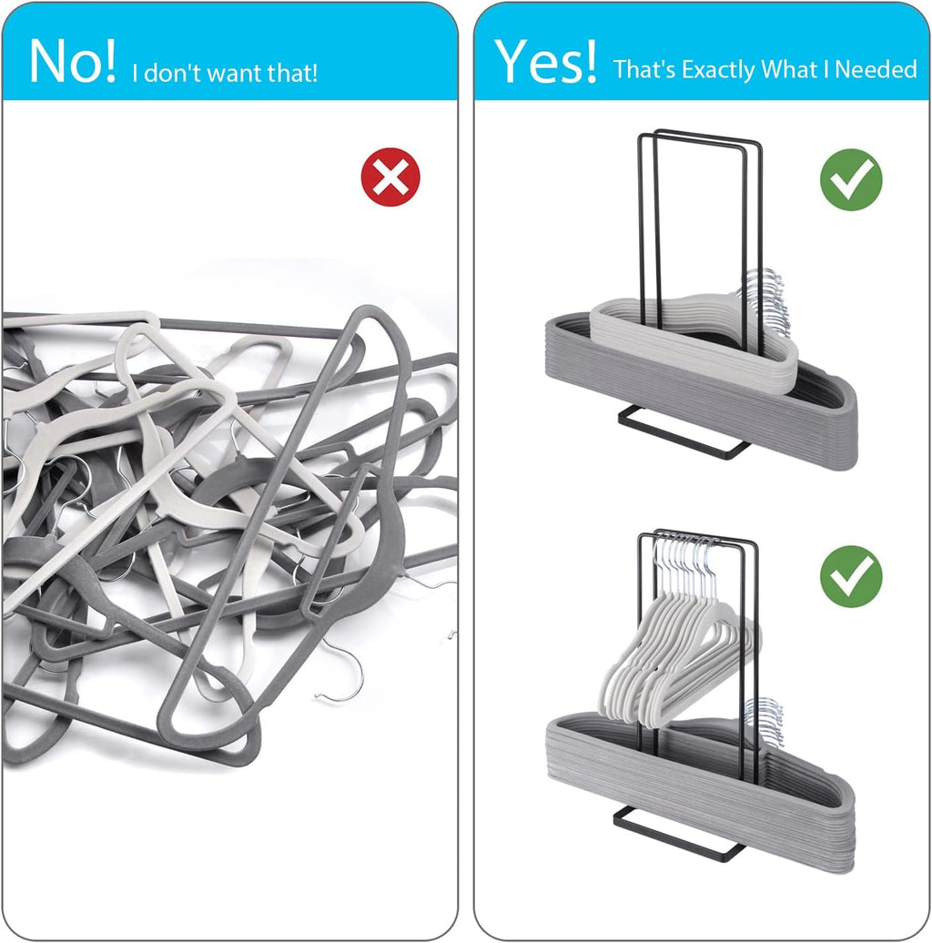 Hanger Organizer Stacker,Storage Rack Holds up to 58 Velvet Hangers for Closet & Laundry Room,Portable Hanger Holder