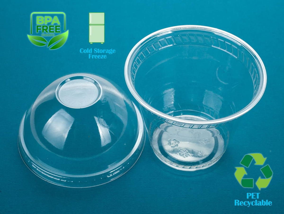 Cup series, 9oz Clear Plastic cups with Dome lids with hole 50sets, BPA Free