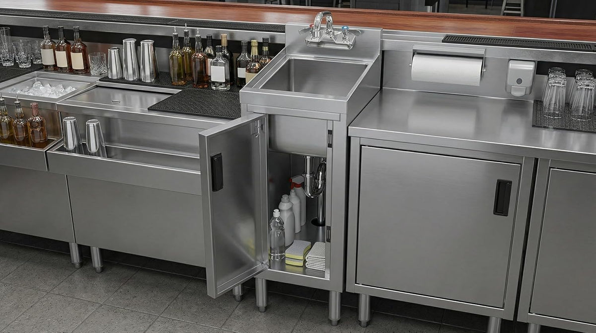 18" x 12" Stainless Steel Underbar Hand Sink Cabinet Base
