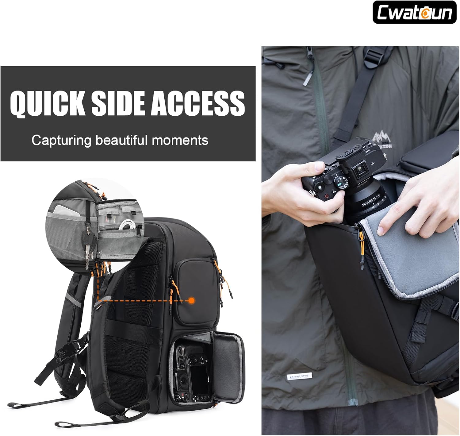 Camera Backpack Professional DSLR/SLR/Mirrorless, Waterproof Hardshell Case Large Camera Bag Outdoor Hiking Travel