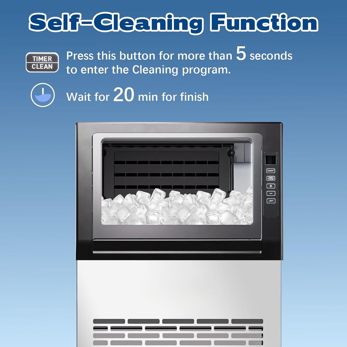 Commercial Stainless Steel Ice Maker, 100Lbs/24H Large Ice Machine