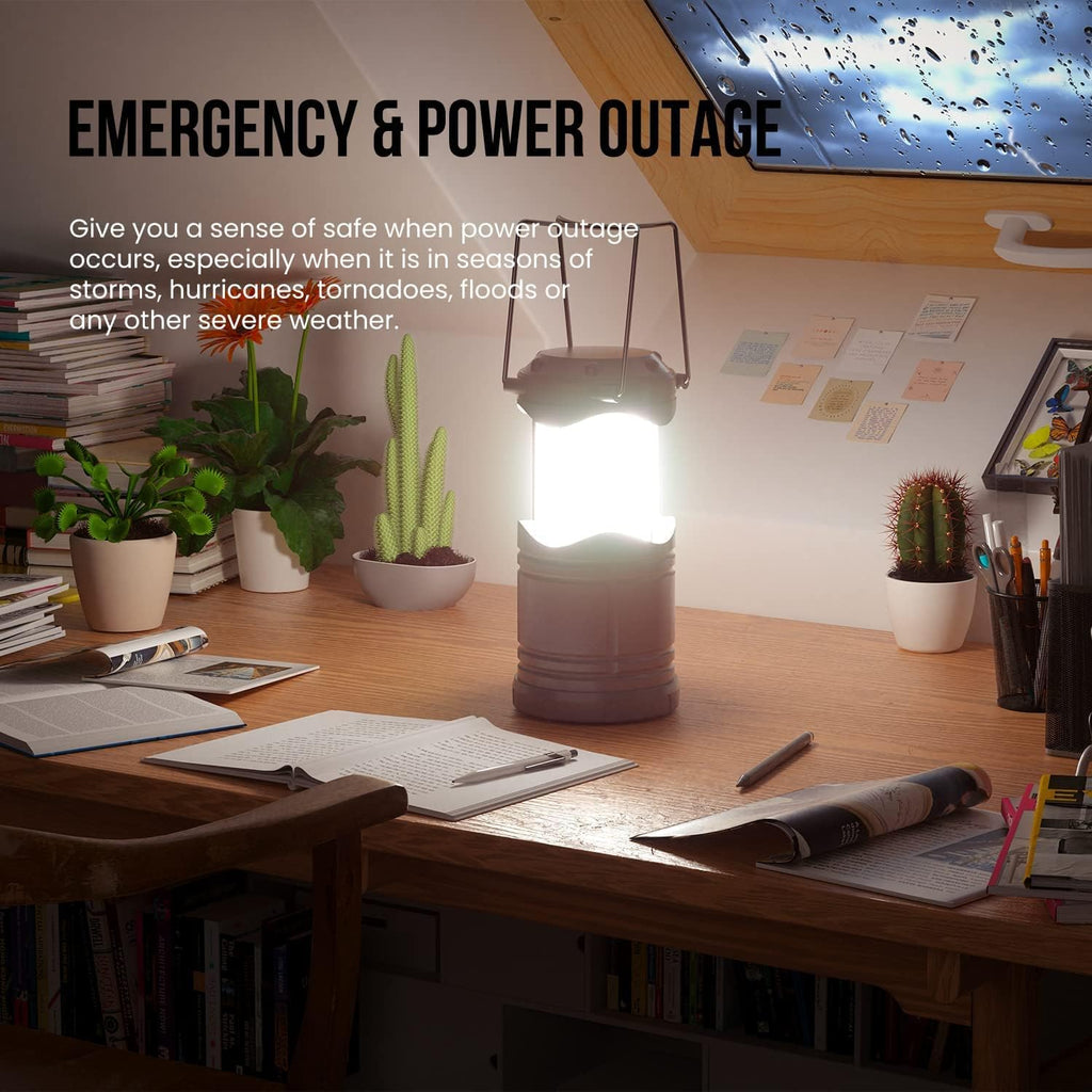 LED Camping Lantern, 4 Pack Battery Powered Flashlight for Power Outages, Portable Collapsible Hanging Light