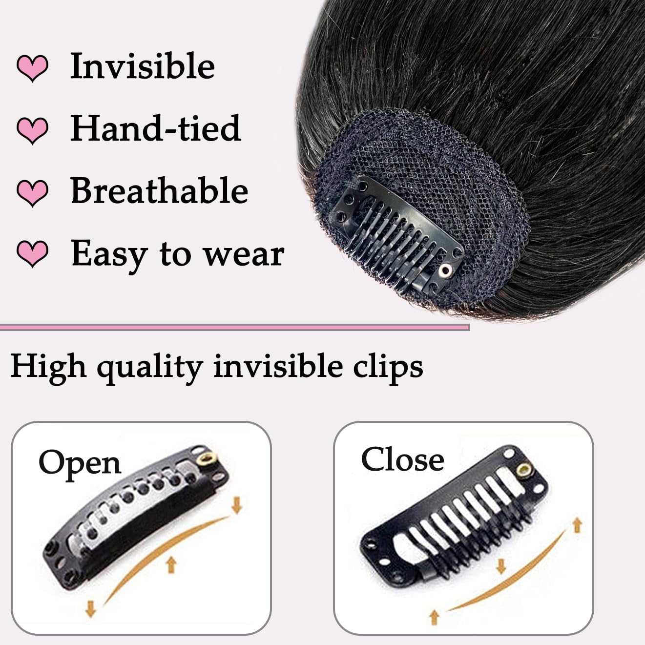Clip In Bangs Real Human Hair Jet Black Wispy Fake Bangs For Women | Clip On, Natural Hair Bangs, Fringe With