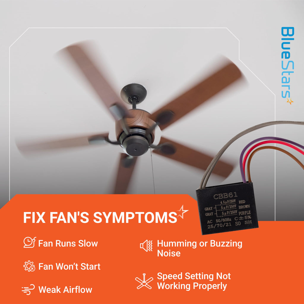 BlueStars CBB61 4.5+5+5uF 5-Wire Ceiling Fan Capacitor