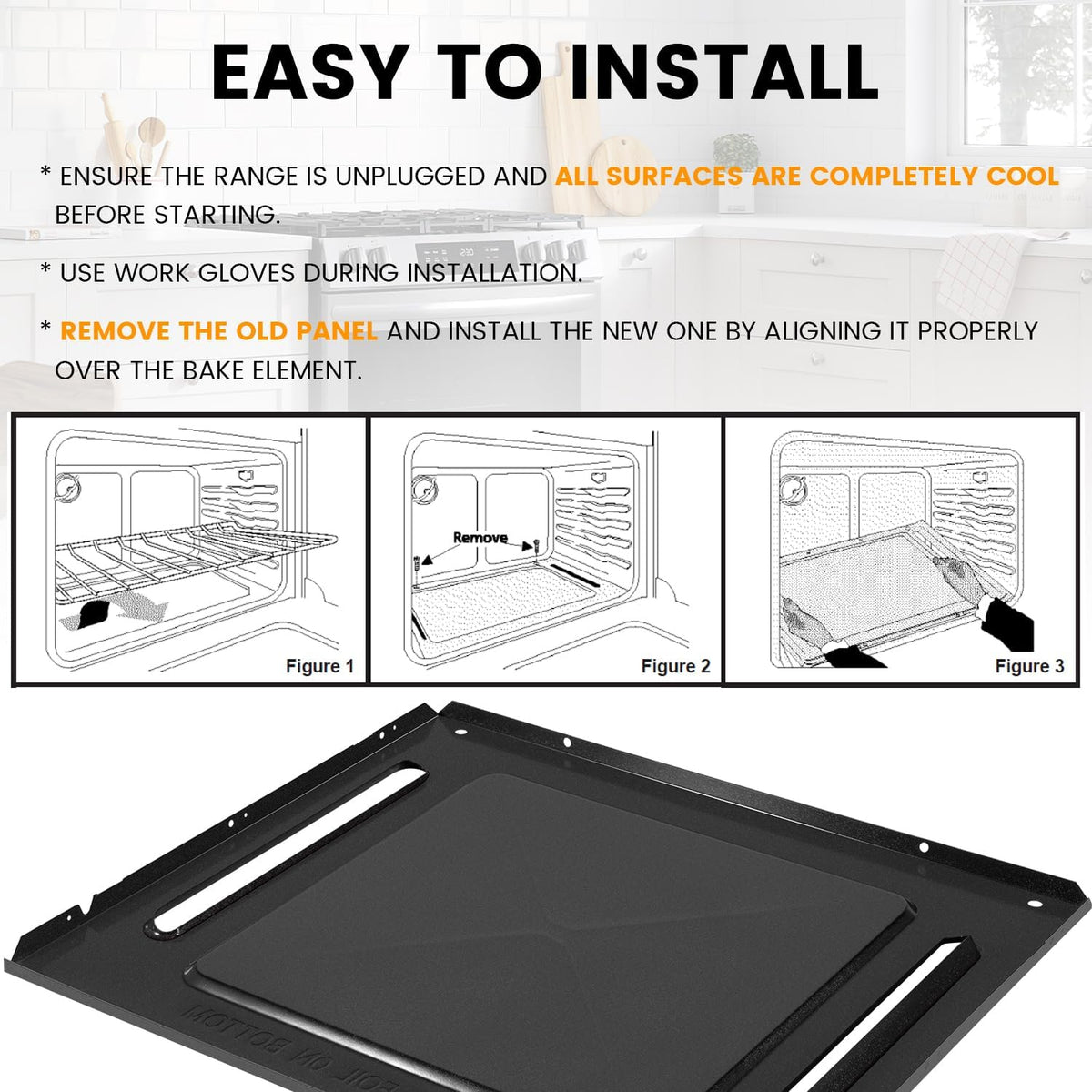 316400603 Oven Bottom Panel Fit for Frigidaire/Kenmore/Electrolux/Crosley Gas Ranges and Stoves, Replace Part Number AP3768877, 1056058, 316400604, 7316400604