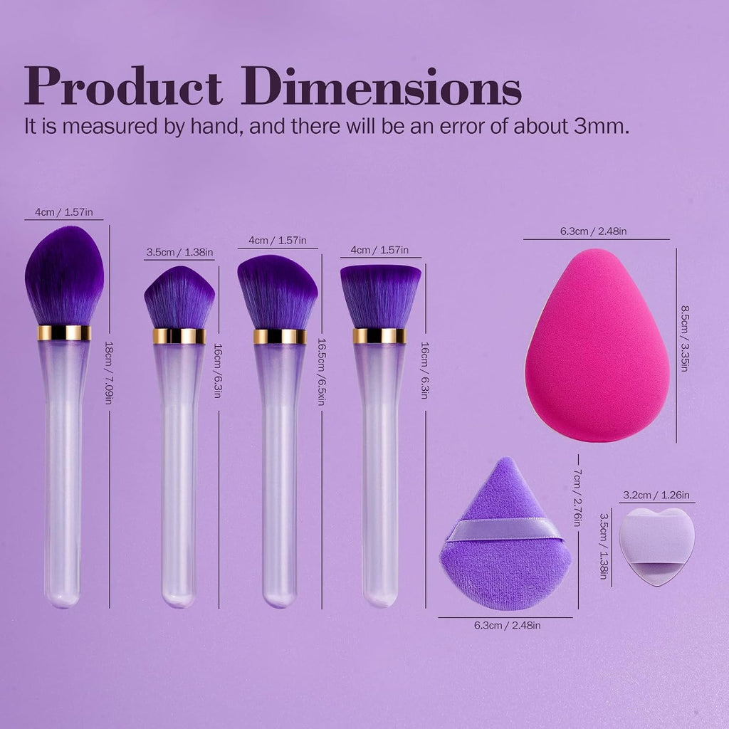 Professional 4 Pcs Makeup Brush Set WithTriangle Sponges, Extra-large Dual-purpose Makeup Sponge & Soft Finger