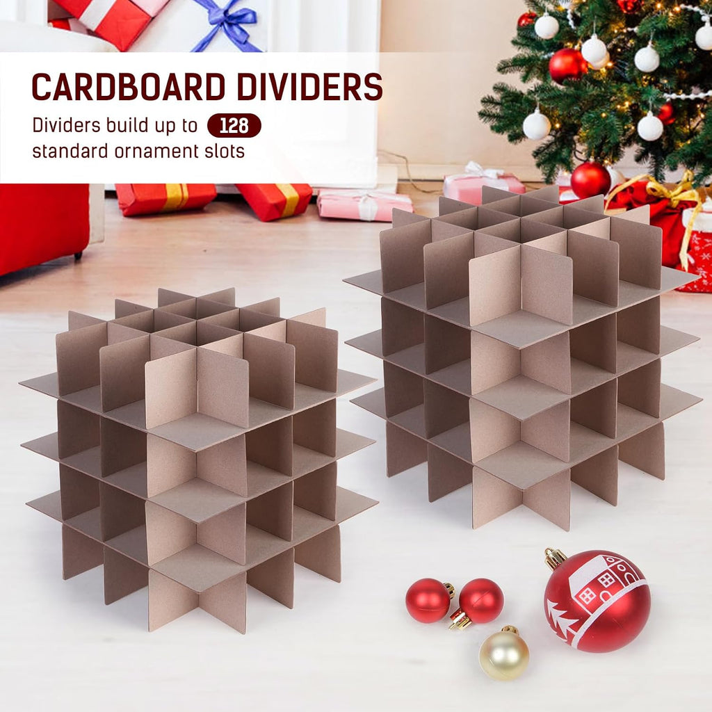 Christmas Ornament Storage Box, Durable Christmas Storage Container with Adjustable Dividers, Xmas Decorations