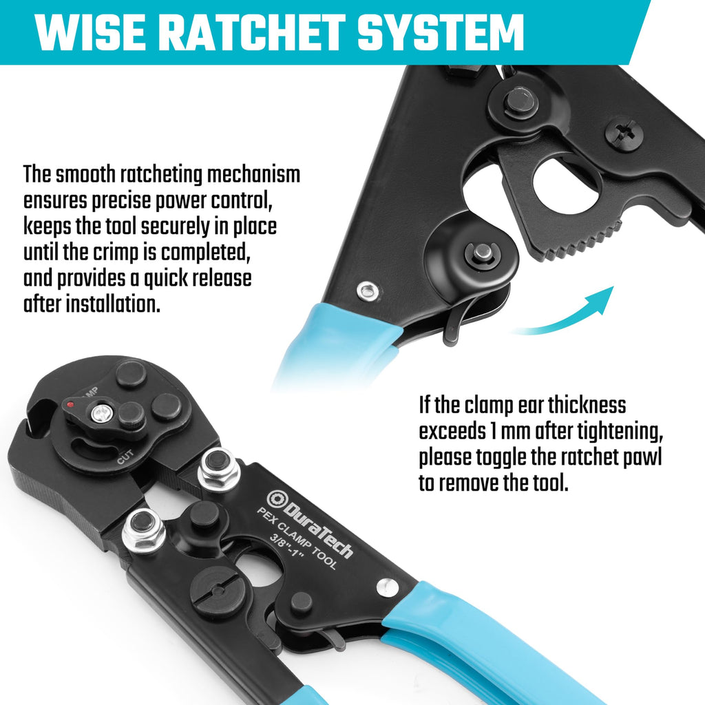 DureTech 2IN1 Ratchet PEX Crimping Tool