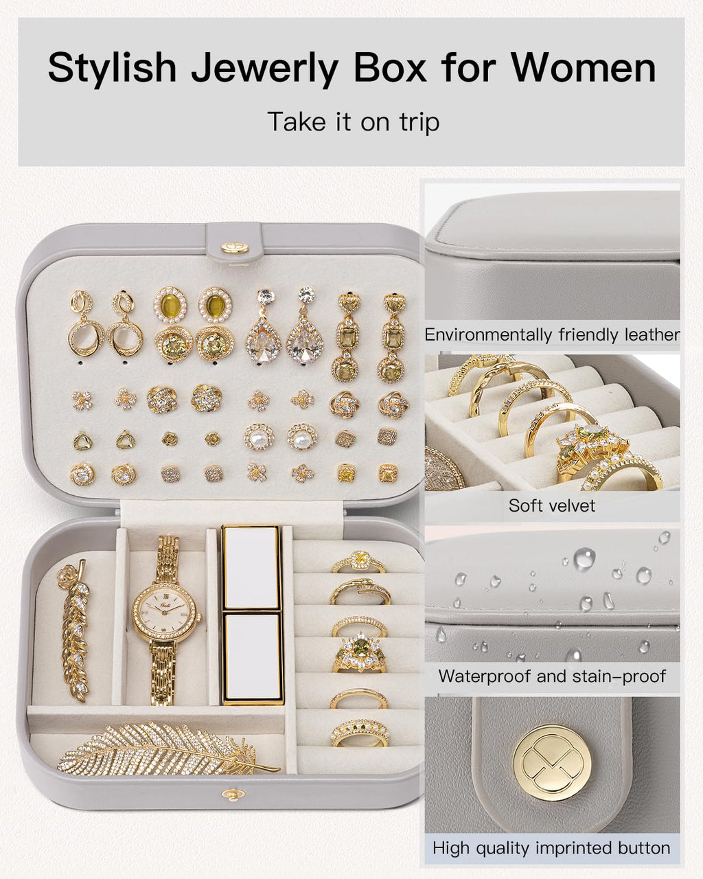 Travel Jewelry Case, Portable Jewelry Earring Box Organizer