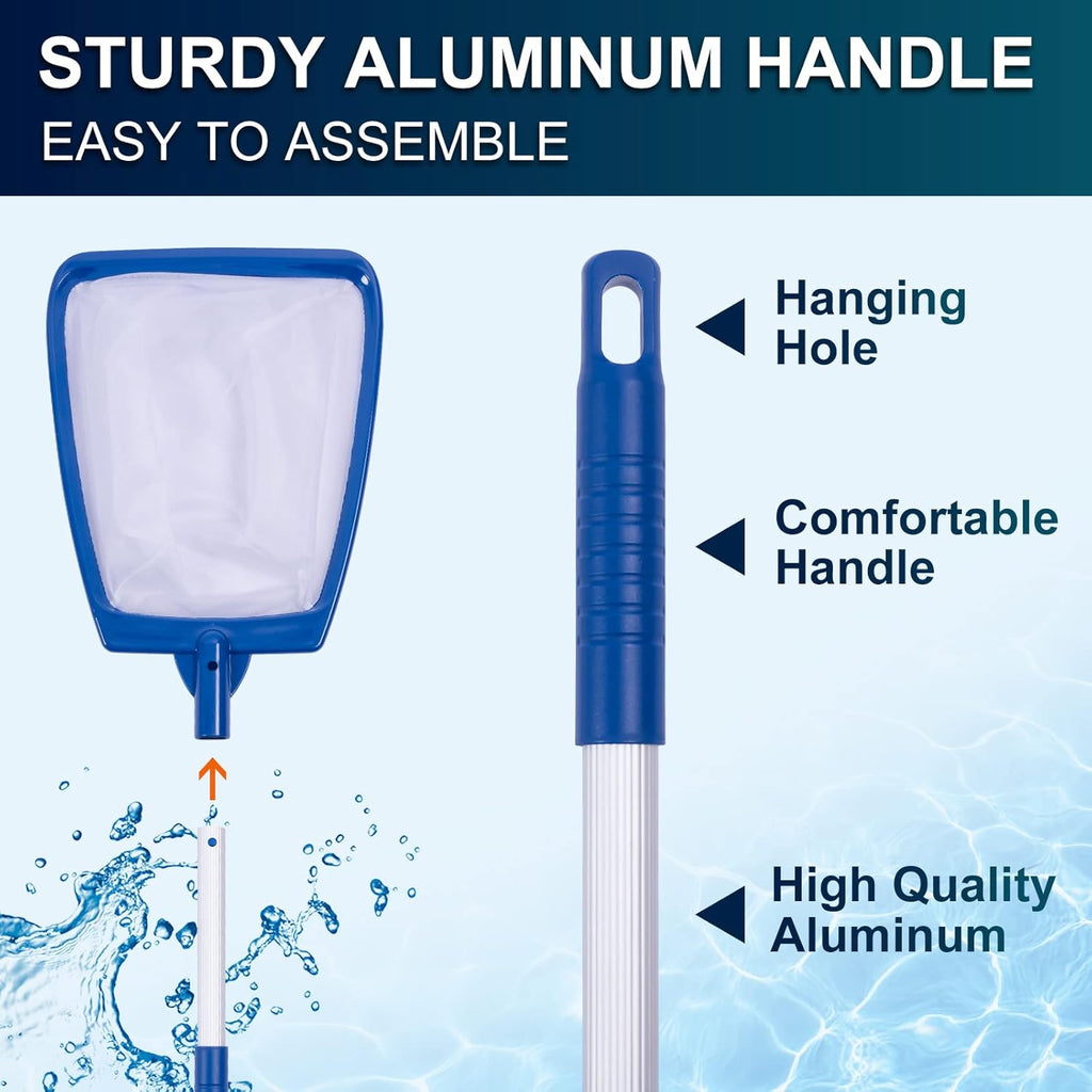 Hot Tub Skimmer Net Handheld, Professional Pool, Spa, Pound Skimmer Net with Aluminum Pole Handle, Deep Ultra Fine
