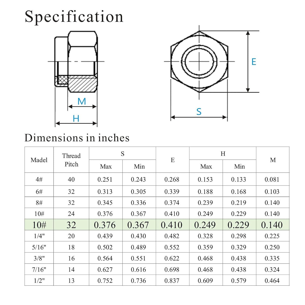 #10-32 Lock Nuts,304 Stainless Nylon Insert Locknuts for Bolts, Nylock Nuts 120 Pack