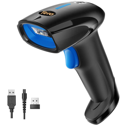 Barcode Scanner 1D Laser Wireless: BT 2.4G USB Handheld Reader, 4100