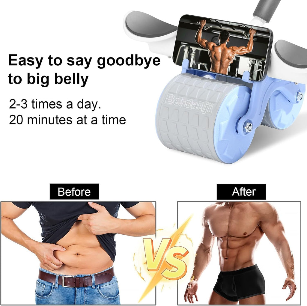 2026 Upgraded Ab Roller Wheel with Knee Mat &Timer - Automatic Rebound Abdominal Wheel with Elbow Support, Abs