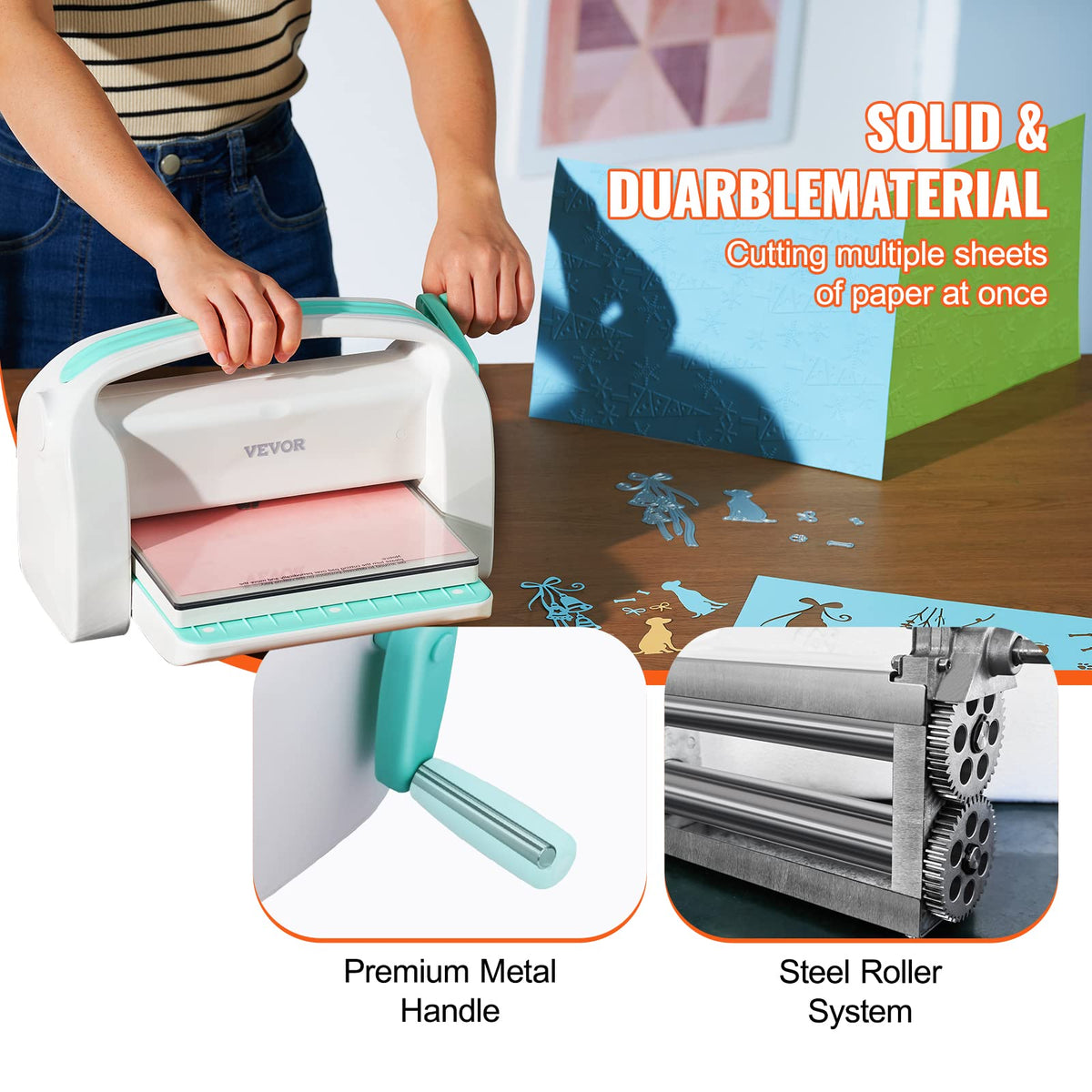 Die Cutting and Embossing Machine, 9-Inch (A4) Opening Size, Manual Scrapbooking Machine Starter Kit, Foldable